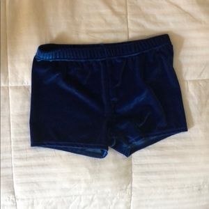 Dark blue velvet shorts
